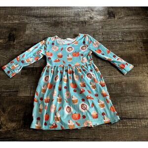 Kids Pumpkin Spice Latte Donut Fall Dress Girls 4T